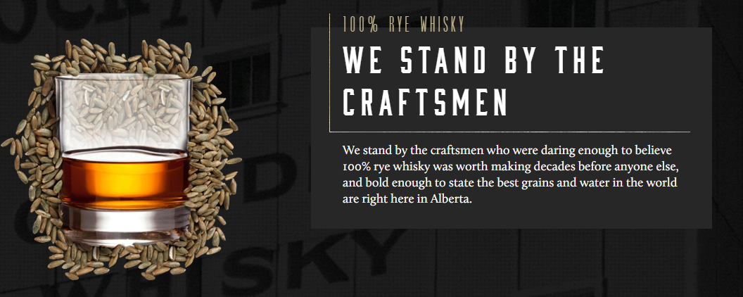 Alberta Distillers 100% Canadian Rye Whisky 장인정신과 캐나다산 라이(Rye) 브랜드 이미지