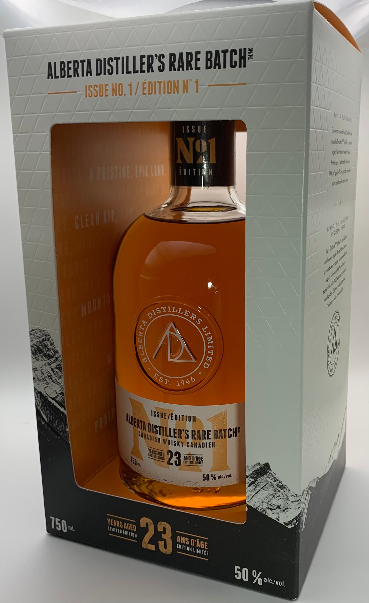 Alberta Distillers Rare Batch Issue No.1 23 Year Rye Whisky 750ml 기프트 박스 패키지