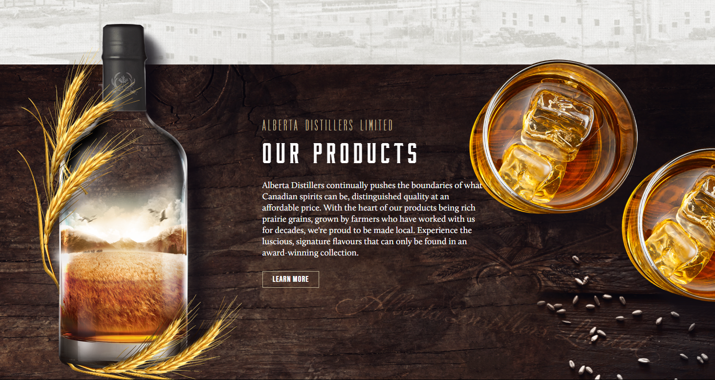Alberta Distillers Canadian Rye Whisky 제품 철학과 캐나다산 라이 원료 이미지