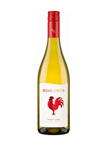 Red Rooster Pinot Gris 2025 캐나다 BC 드라이 화이트 와인 750ml 병과 수탉 라벨