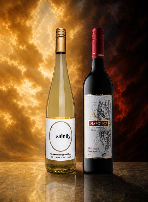 선과 악 와인 세트 - Saintly The Good Sauvignon Blanc 2024와 Diabolica Red Blend 2022 캐나다 2병 세트